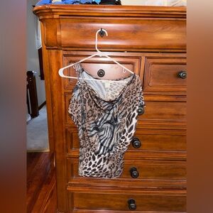 Poetry Animal Print One Shoulder Embellished Top Size S